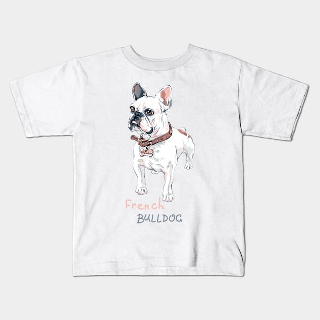 Domestic dog French Bulldog breed Kids T-Shirt by kavalenkava